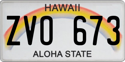 HI license plate ZVO673
