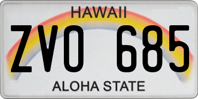HI license plate ZVO685