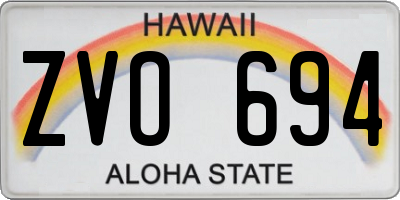 HI license plate ZVO694