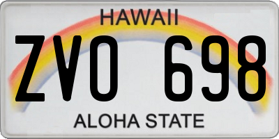 HI license plate ZVO698