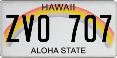 HI license plate ZVO707