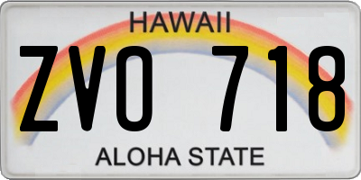HI license plate ZVO718