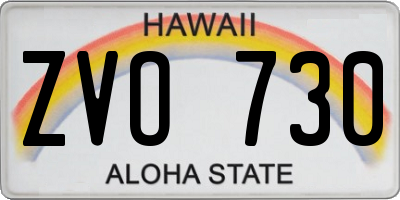 HI license plate ZVO730