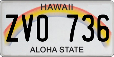 HI license plate ZVO736