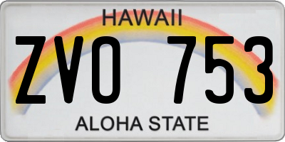 HI license plate ZVO753