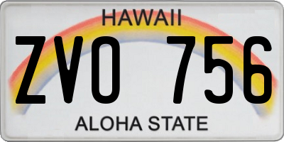 HI license plate ZVO756
