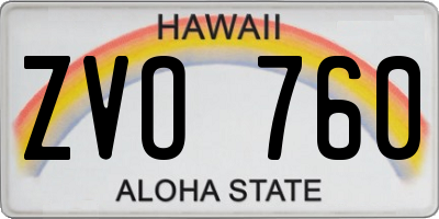 HI license plate ZVO760