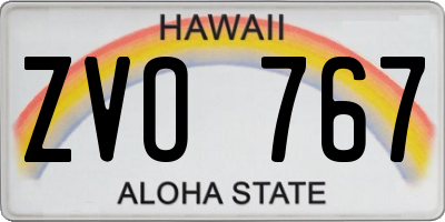 HI license plate ZVO767