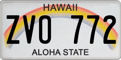 HI license plate ZVO772