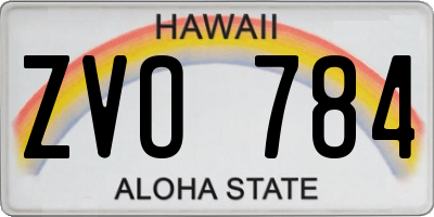 HI license plate ZVO784