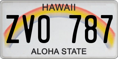 HI license plate ZVO787