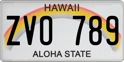 HI license plate ZVO789