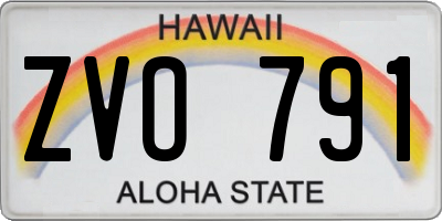 HI license plate ZVO791