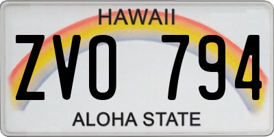HI license plate ZVO794