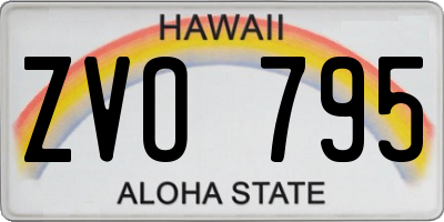 HI license plate ZVO795