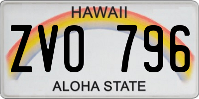 HI license plate ZVO796