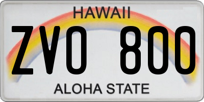 HI license plate ZVO800