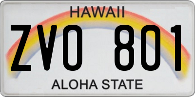 HI license plate ZVO801
