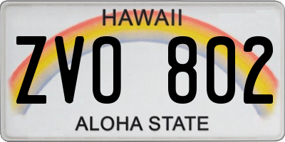 HI license plate ZVO802
