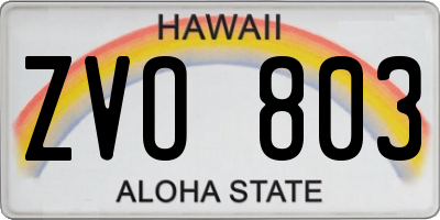 HI license plate ZVO803