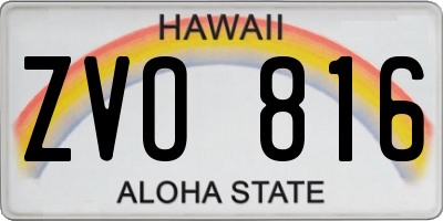HI license plate ZVO816