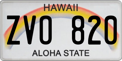 HI license plate ZVO820