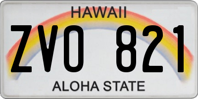 HI license plate ZVO821