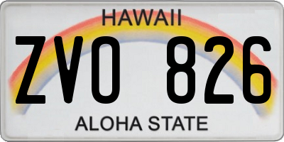 HI license plate ZVO826