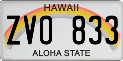 HI license plate ZVO833