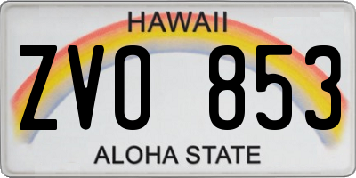 HI license plate ZVO853