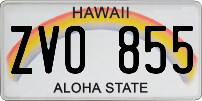HI license plate ZVO855