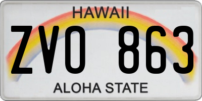 HI license plate ZVO863