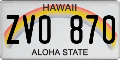 HI license plate ZVO870
