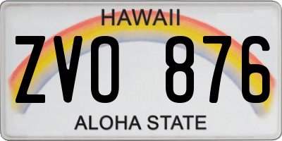HI license plate ZVO876
