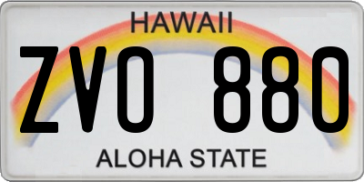 HI license plate ZVO880