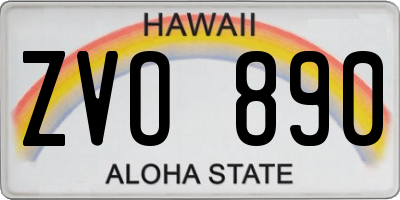 HI license plate ZVO890