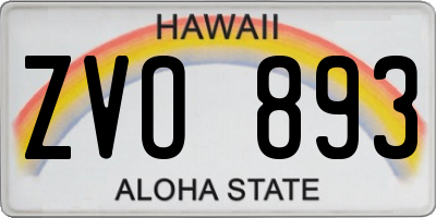 HI license plate ZVO893