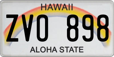 HI license plate ZVO898