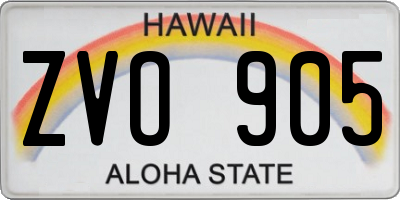 HI license plate ZVO905