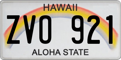 HI license plate ZVO921