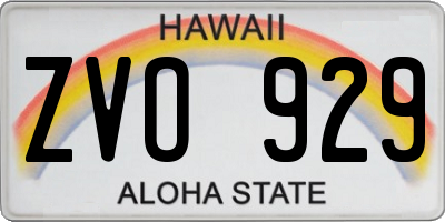 HI license plate ZVO929
