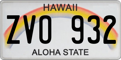 HI license plate ZVO932