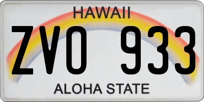 HI license plate ZVO933