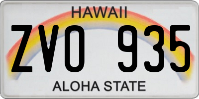 HI license plate ZVO935
