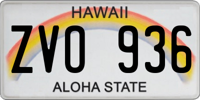 HI license plate ZVO936