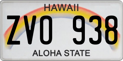 HI license plate ZVO938