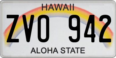 HI license plate ZVO942