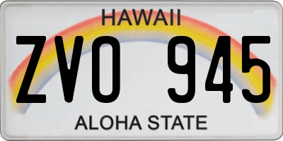 HI license plate ZVO945