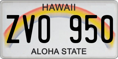 HI license plate ZVO950