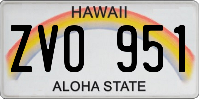 HI license plate ZVO951